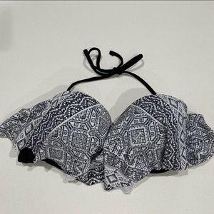 Black and White Tribal Print Bikini Top